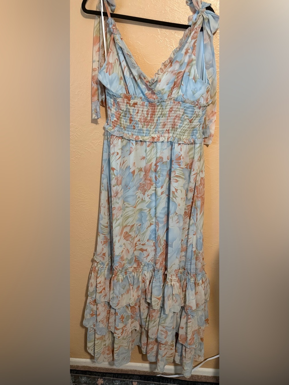 Petal & Pup Pastel Blue and Peach Floral Maxi Skirt